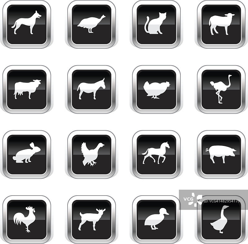 超亮黑色图标-农场动物图片素材