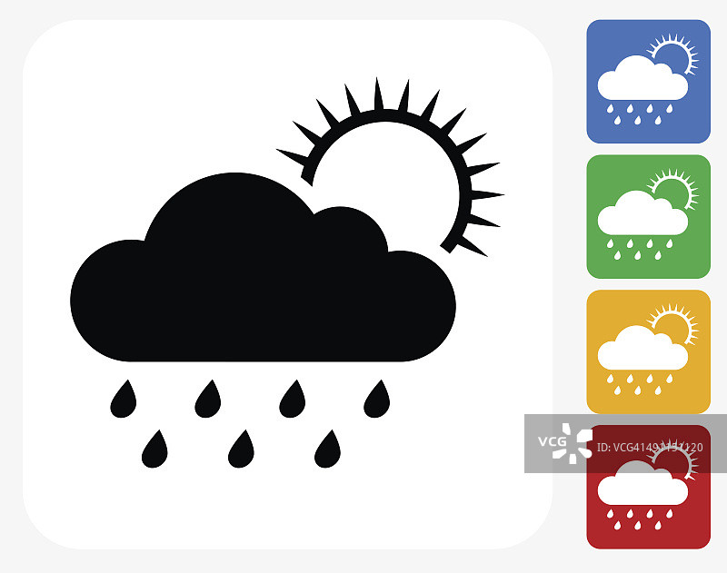 雨天天气图标平面图形设计图片素材