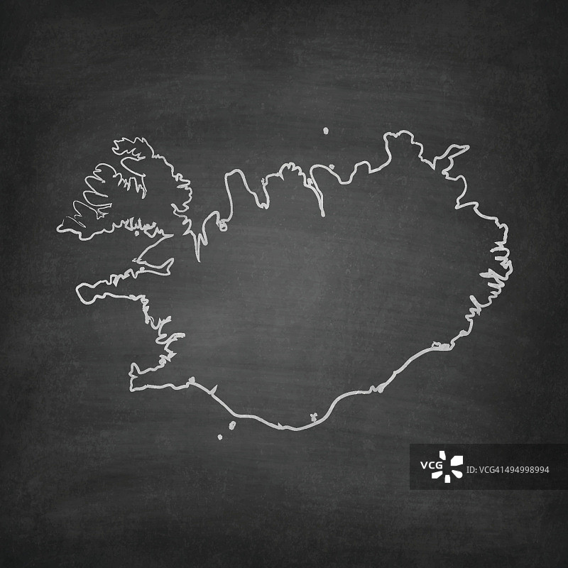 黑板上的冰岛地图-黑板图片素材