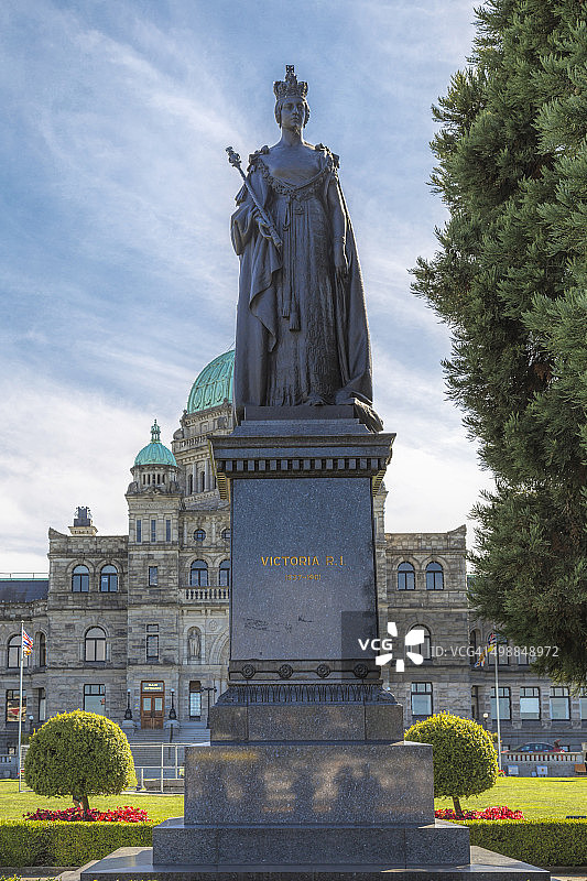维多利亚女王雕像，维多利亚，温哥华岛，不列颠哥伦比亚省，加拿大图片素材