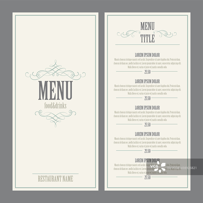 餐厅菜单设计。矢量图图片素材