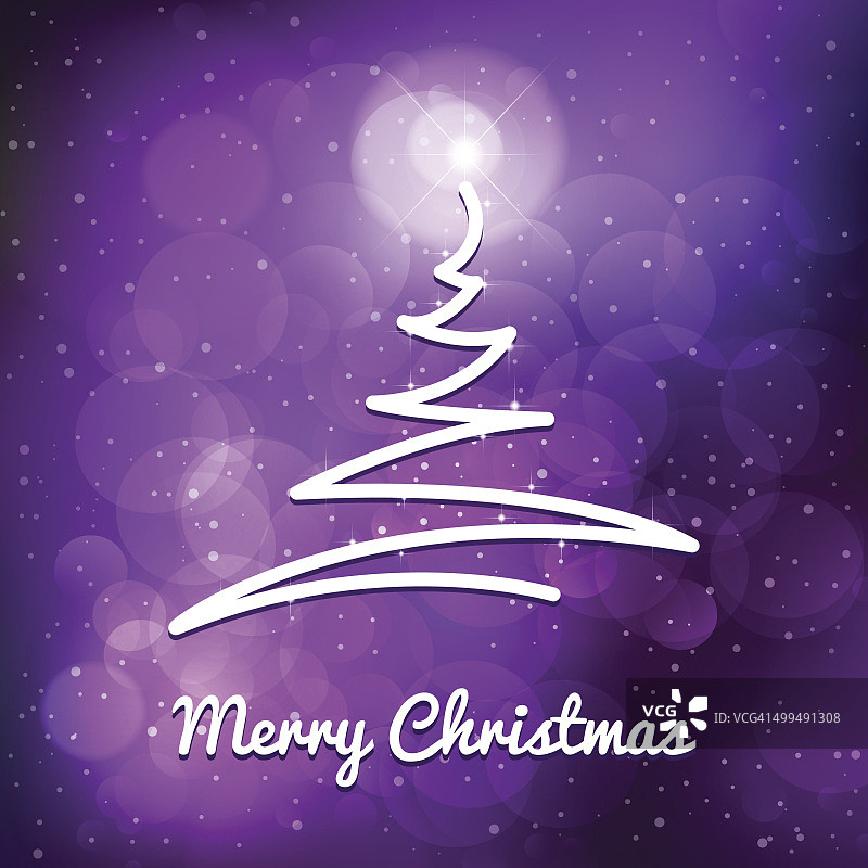 冬天和圣诞树的紫色背景与星星图片素材