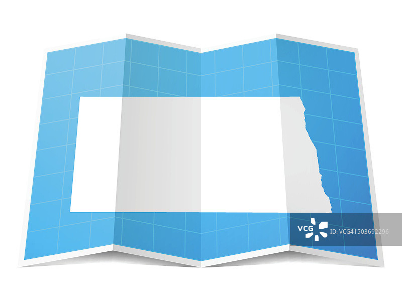 北达科他州地图折叠，孤立在白色背景图片素材