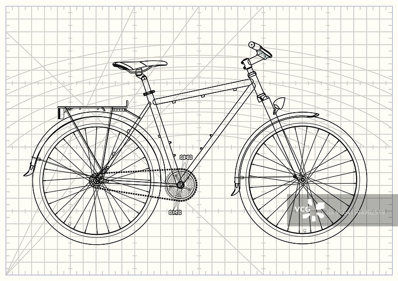 单速城市自行车蓝图图片素材