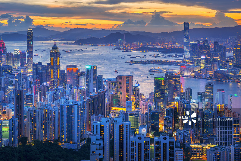 渣甸山的香港日落图片素材