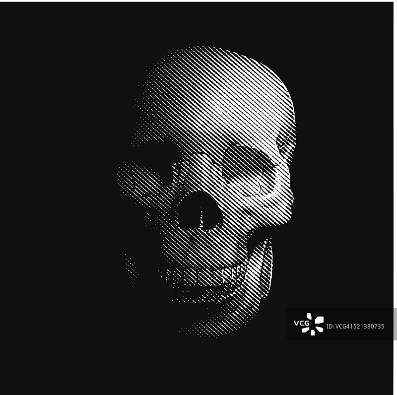 人类头骨孤立在黑色图片素材