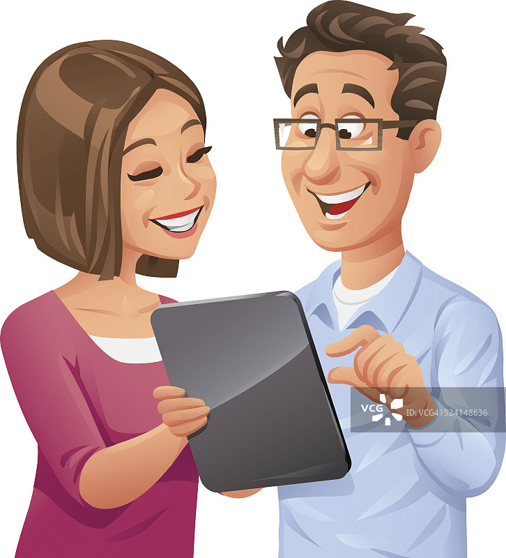 男人和女人使用数字平板电脑图片素材