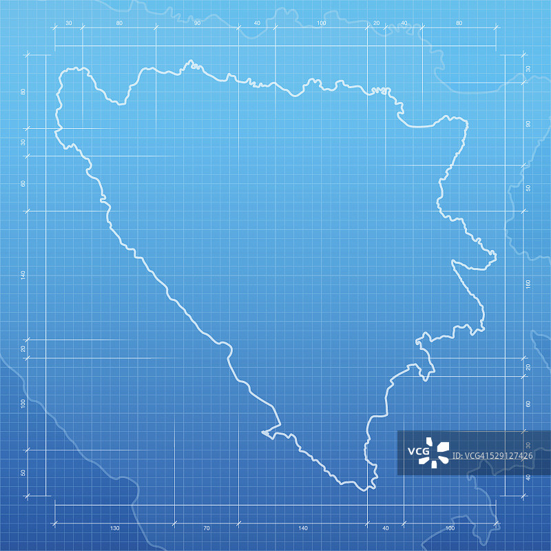 波斯尼亚和黑塞哥维那的蓝图背景地图图片素材