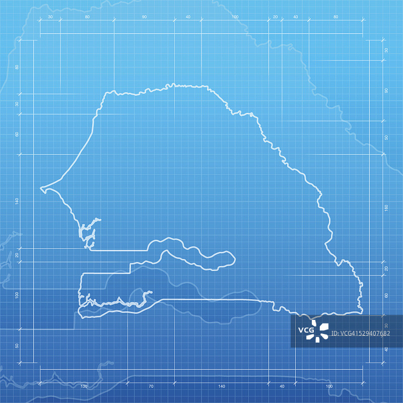 蓝图背景上的塞内加尔地图图片素材