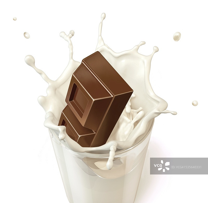 巧克力溅到牛奶上，艺术品图片素材