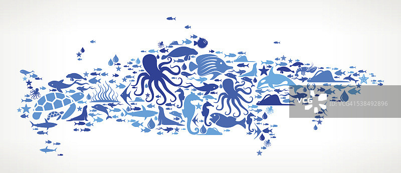 俄罗斯海洋海洋生命蓝色图标模式图片素材