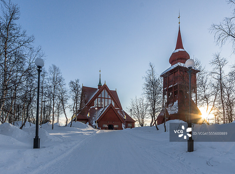基律纳教堂的冬天图片素材