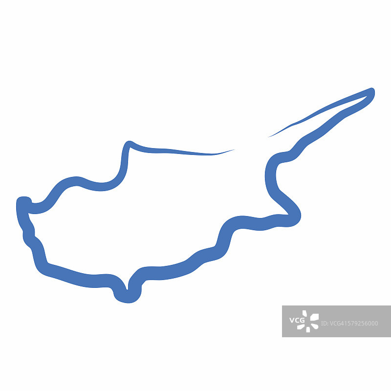 塞浦路斯轮廓地图由单线制成图片素材