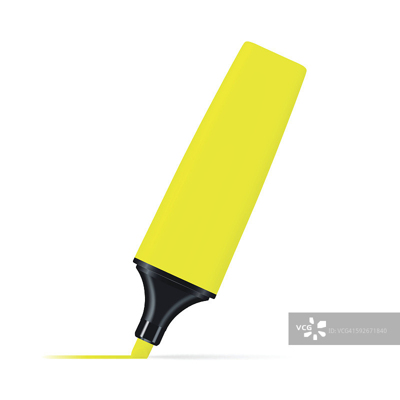 黄色荧光笔在白色背景上图片素材
