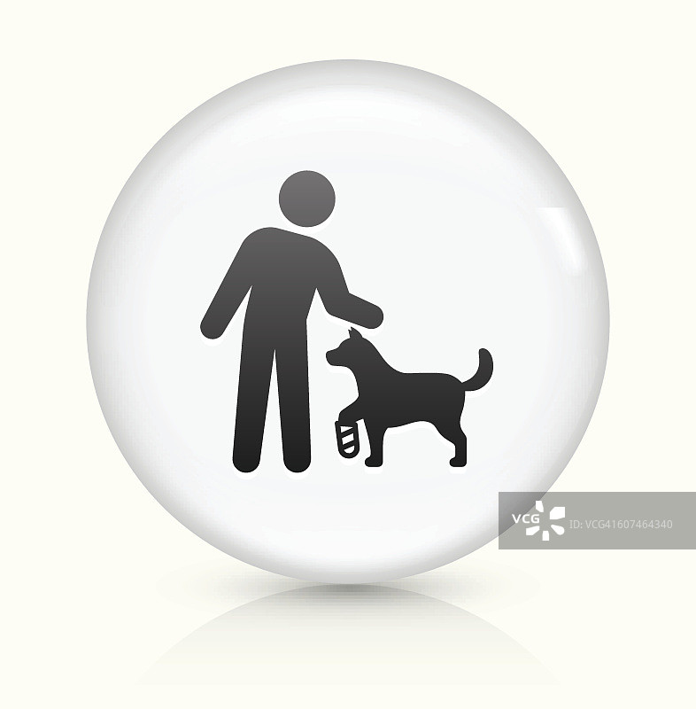 Stick Figure禁用狗图标上的白色圆形矢量按钮图片素材