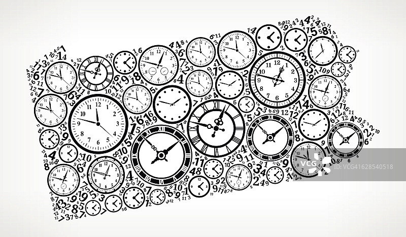 宾夕法尼亚州的时间和时钟矢量图标模式图片素材