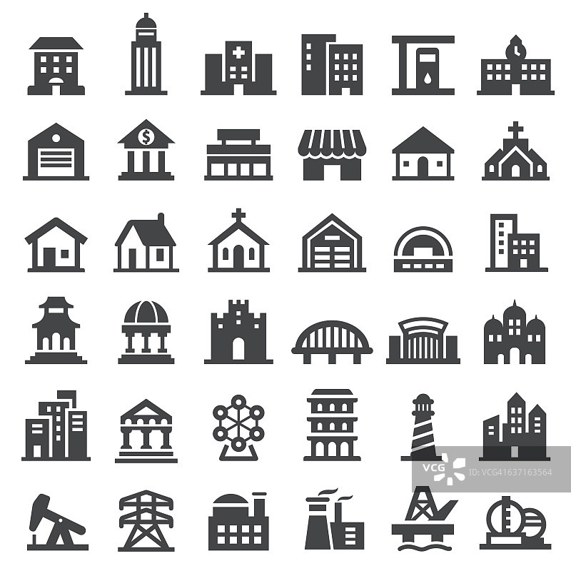 建筑物图标集-大系列图片素材