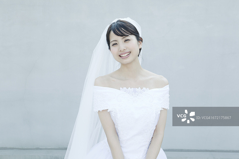 幸福的新娘微笑，肖像图片素材