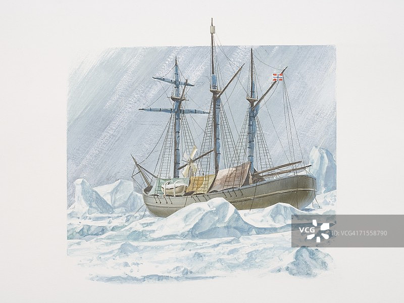 弗里德约夫·南森1893年的船弗雷门号被冻成了冰。图片素材