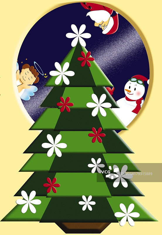 圣诞树的绘画，插图图片素材