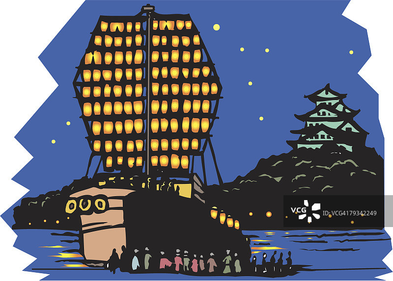 天神木刻节，大阪，日本图片素材