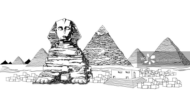 狮身人面像和吉萨金字塔图片素材