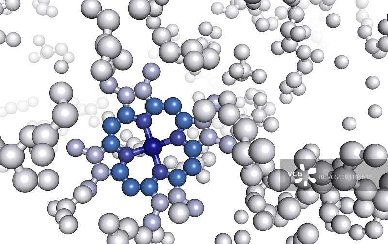 蓝色和白色的蛋白质分子放大模型图片素材