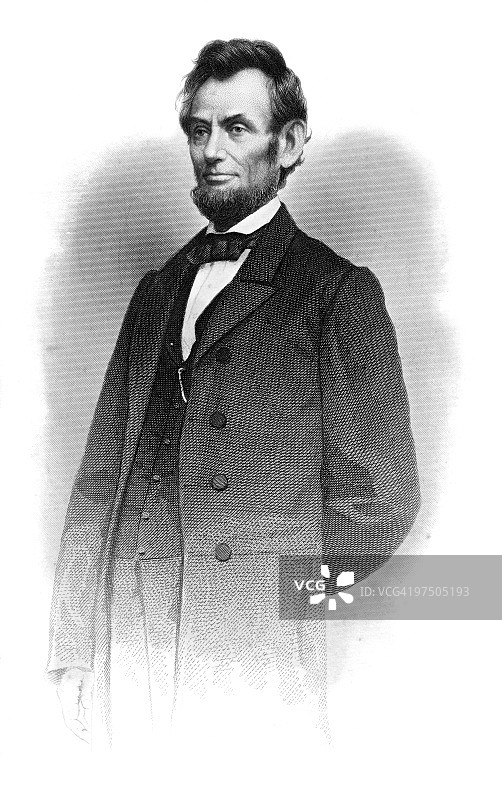 亚伯拉罕·林肯站立的肖像(1864年图片素材