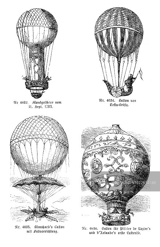 1783年搭载乘客的热气球图片素材