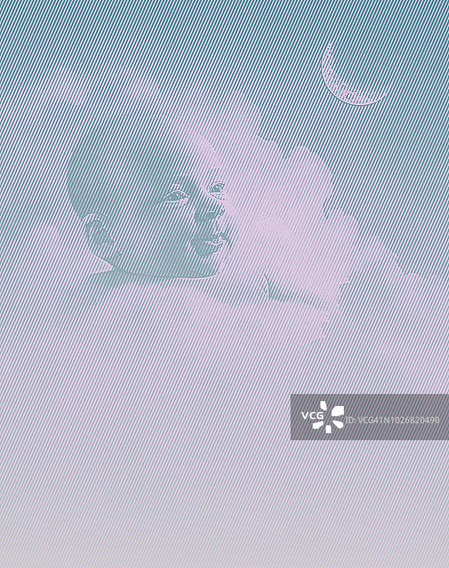 刚出生的女婴在云中休息图片素材