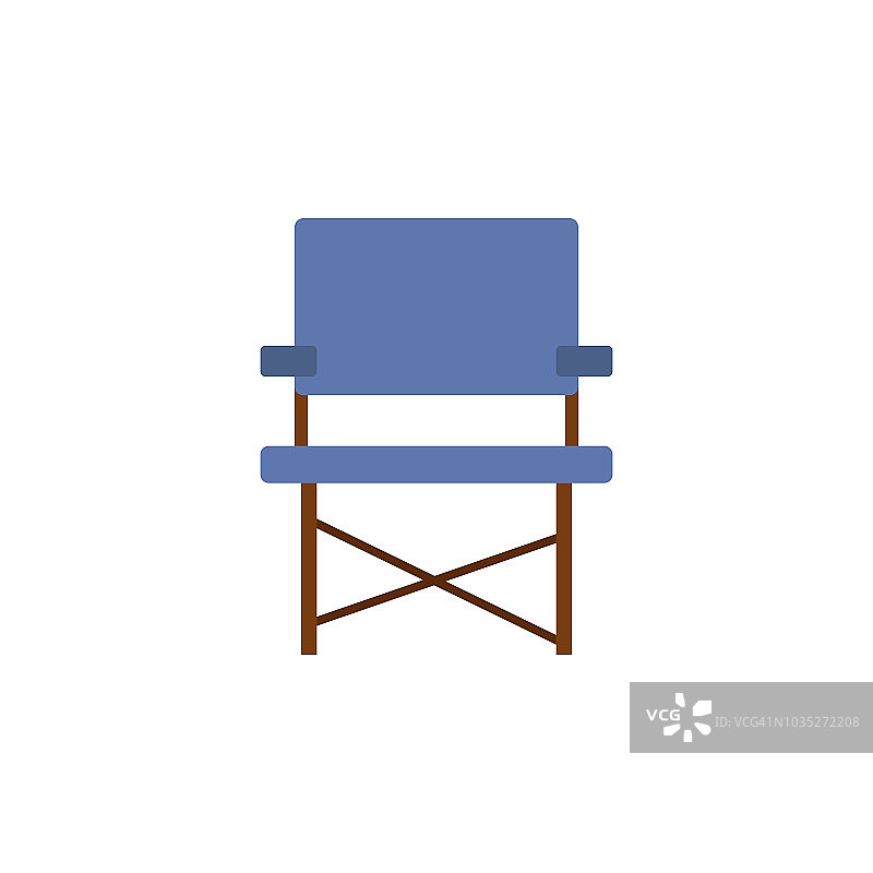 营地椅子彩色插图。移动概念和web应用的露营图标元素。平面设计营地椅子彩色插图可以用于网页和移动。溢价图标图片素材