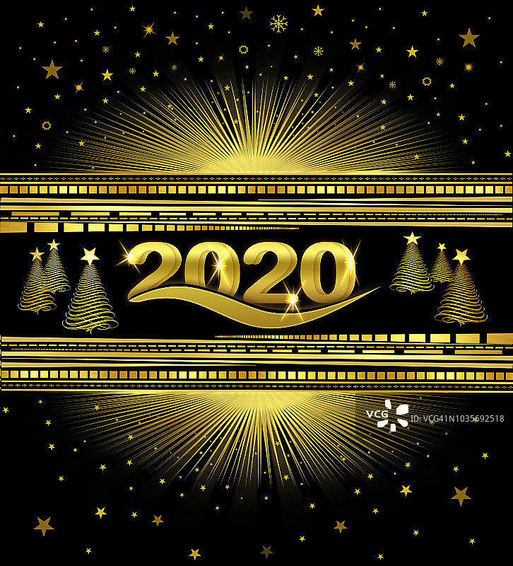 金色和黑色的2020年新年背景图片素材