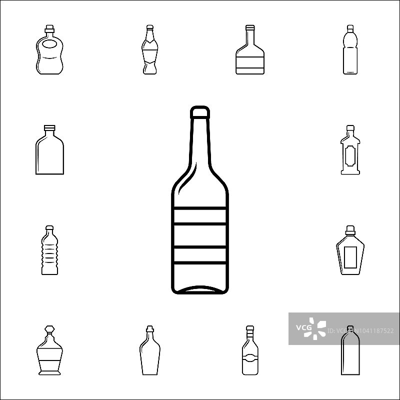 一瓶酒的图标。瓶子图标通用设置为网络和移动图片素材