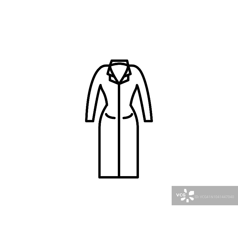 外套衣服女人穿着图标。移动概念和web应用的服装图标元素。薄线外套衣服女人服装图标可以用于网络和移动图片素材
