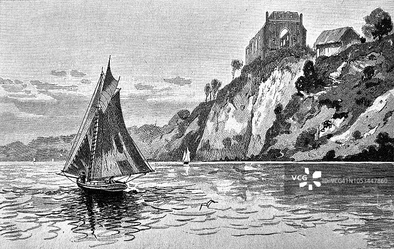 湖上的游艇- 1888年图片素材