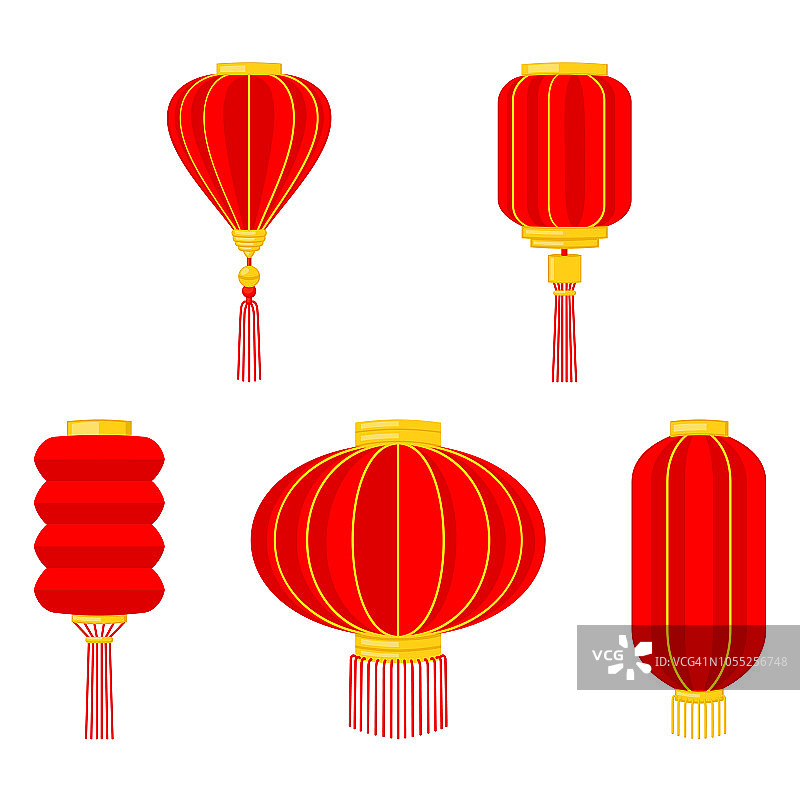 卡通红色中国灯笼系列图片素材