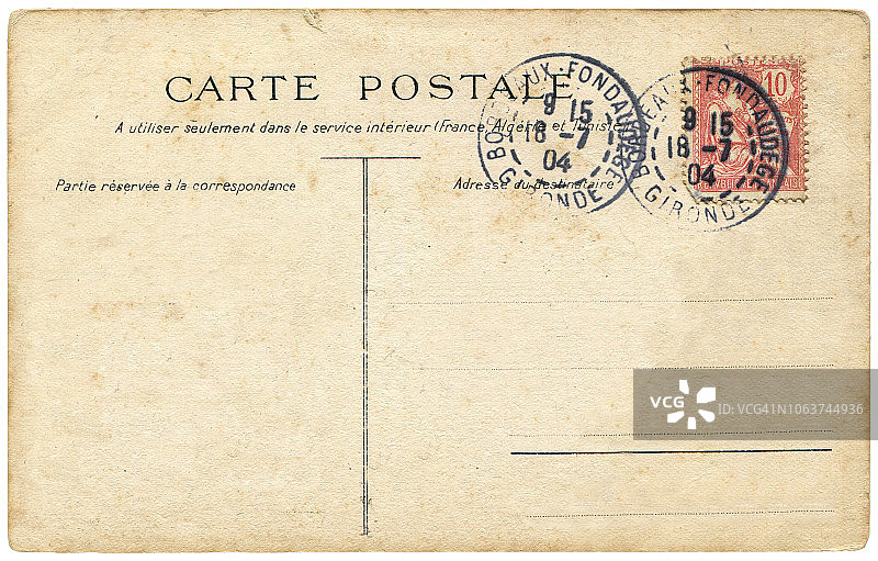 古董明信片寄自巴黎，法国在20世纪早期，一个非常好的背景，任何使用的历史明信片通信。图片素材