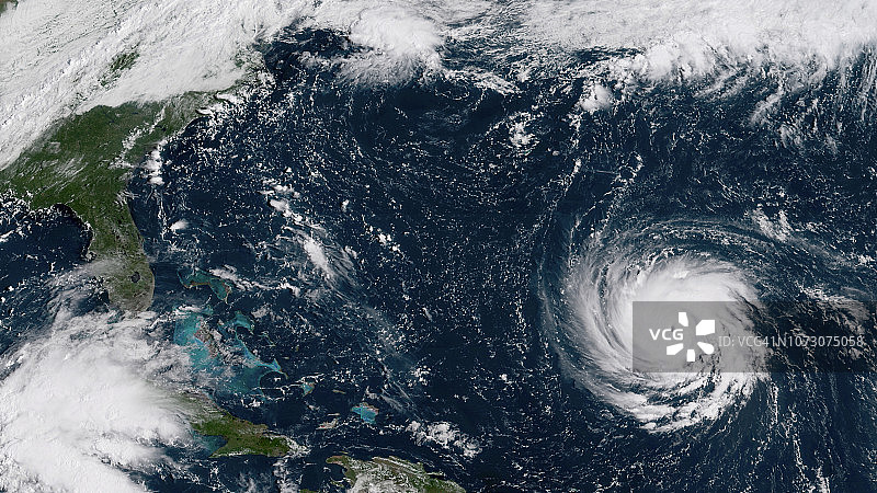 大西洋西部飓风佛罗伦萨的卫星图片。图片素材