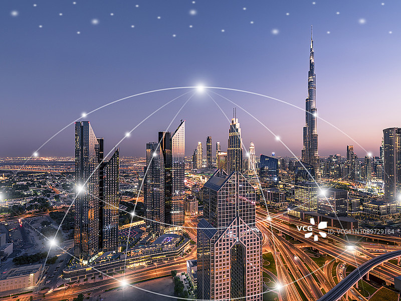 阿拉伯联合酋长国迪拜的城市网络技术图片素材