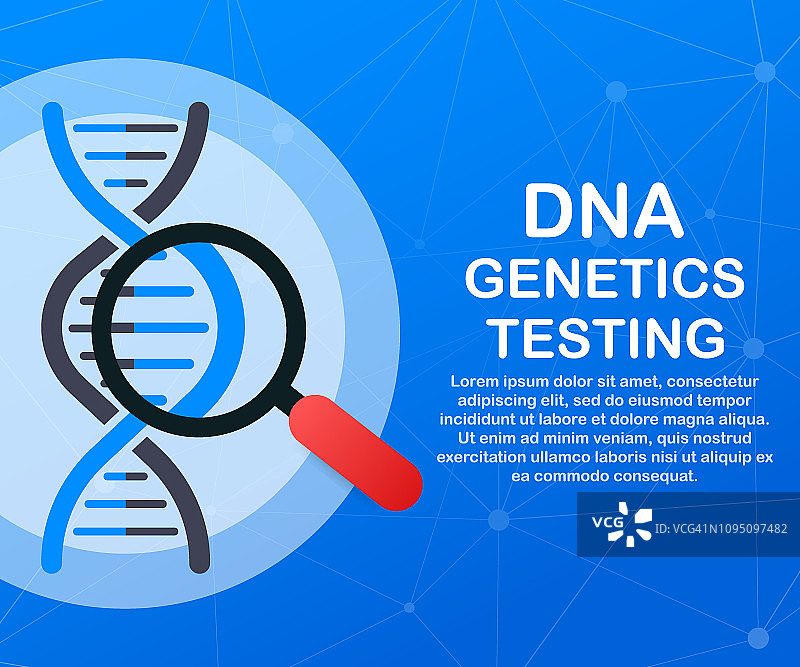 DNA检测，基因诊断概念。基因工程的概念。可以用于网页横幅。脱氧核糖核酸。矢量插图。图片素材
