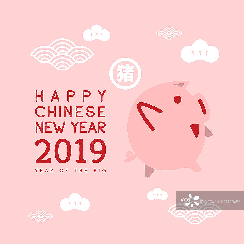 2019年新年快乐!中国新年。猪年。图片素材