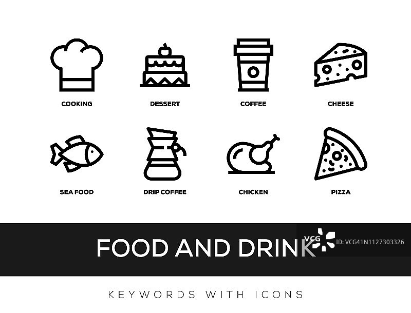 有图标的食物和饮料关键词图片素材