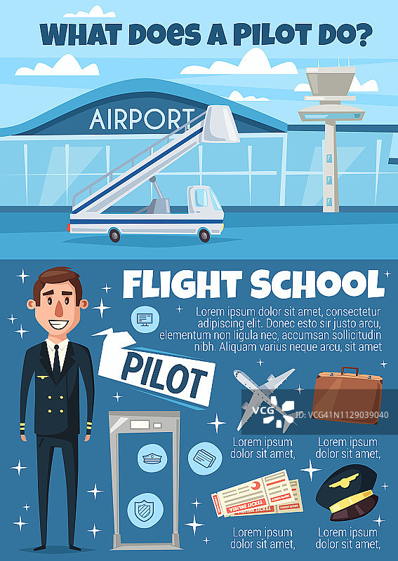 飞行学校邀请飞行员和机场图片素材