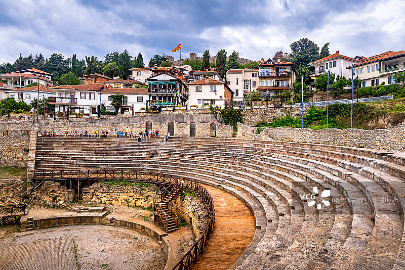 马其顿奥赫里德的古圆形剧场。图片素材