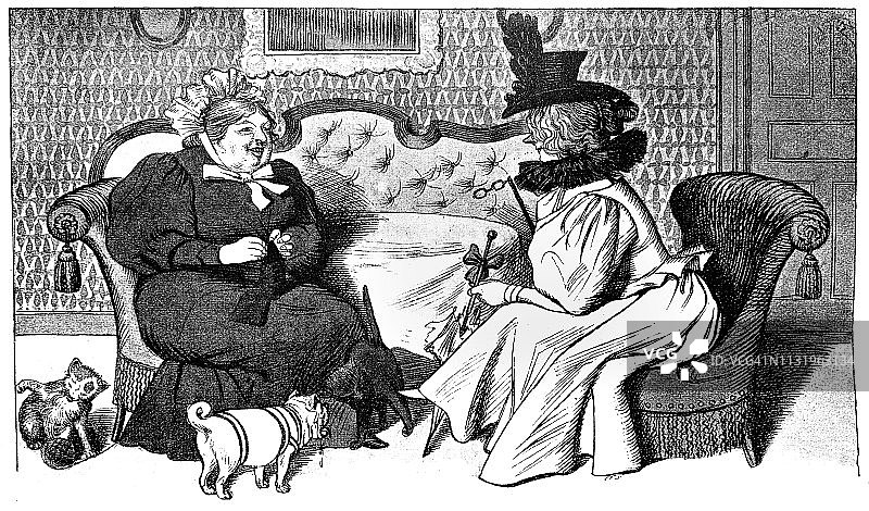 两个女高年级学生之间的对话——1896年图片素材