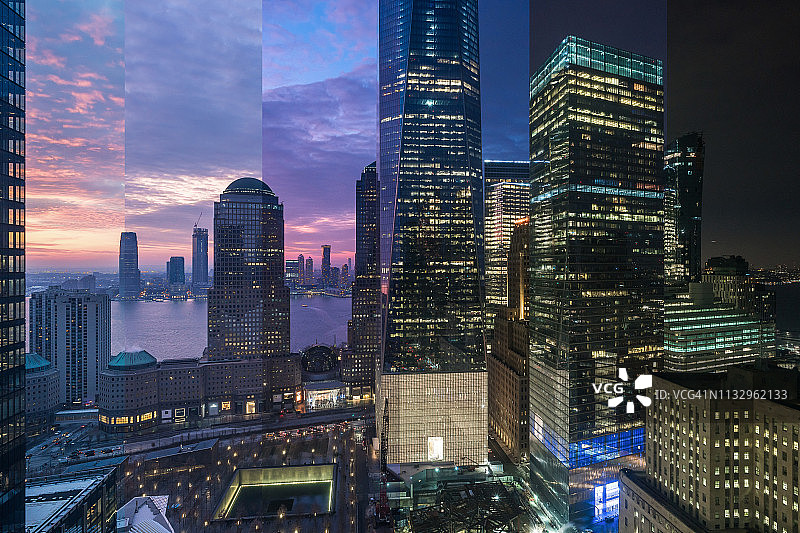 世界贸易中心日落时光流逝照片-纽约图片素材