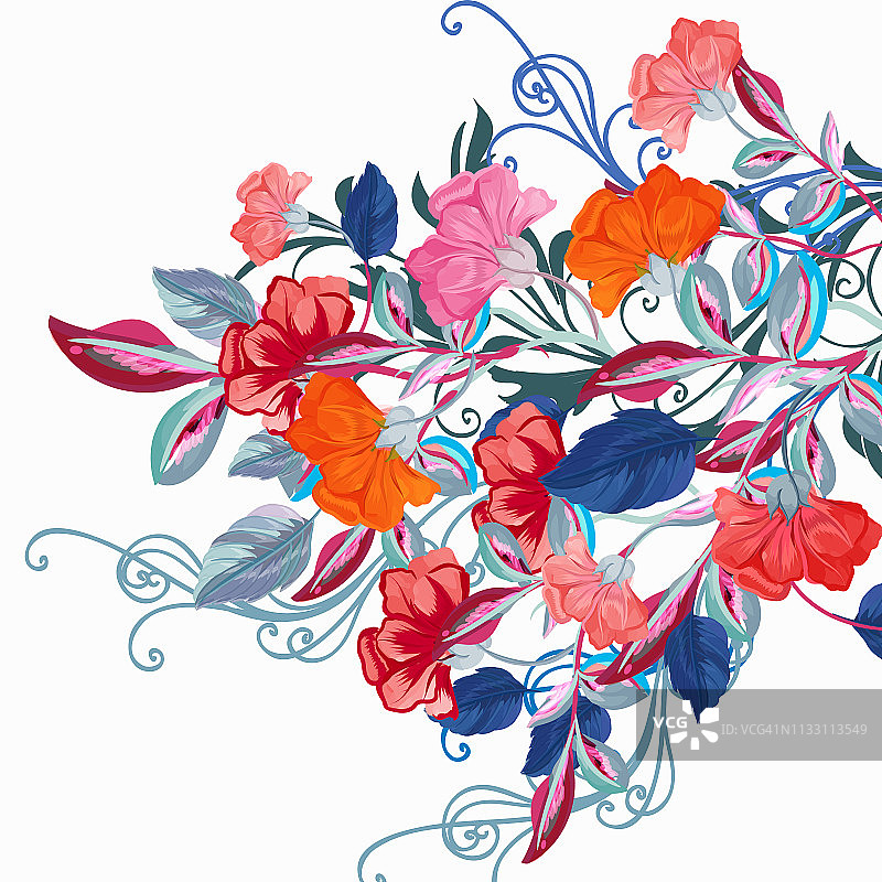 时尚花卉背景与矢量花的设计图片素材