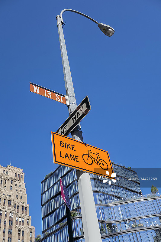 纽约市自行车道标志图片素材