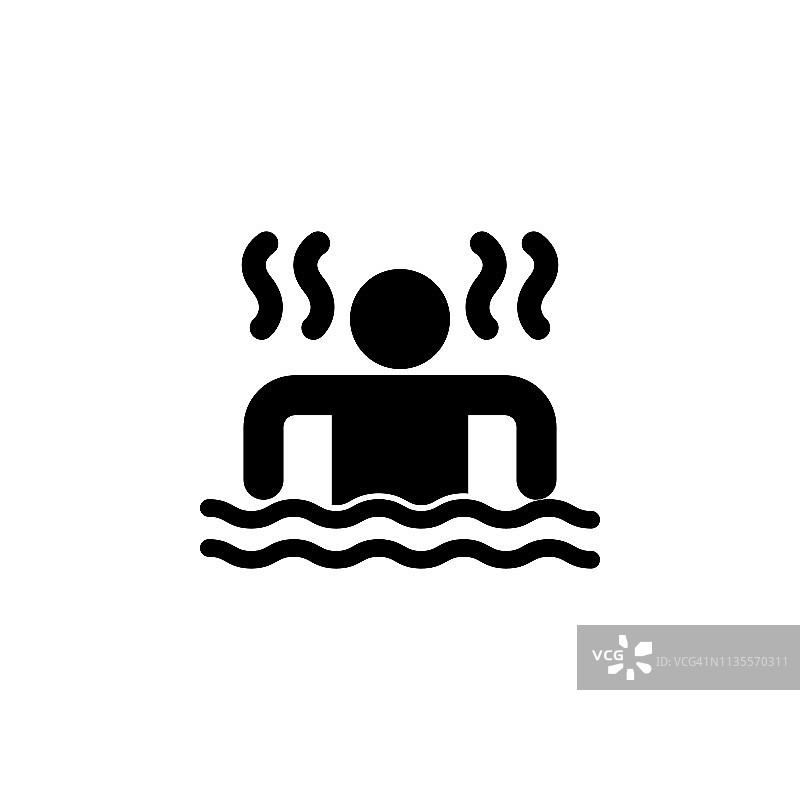 热水浴缸浴缸轮廓图标。符号和符号可以用于网页，标志，手机应用程序，UI，用户体验图片素材