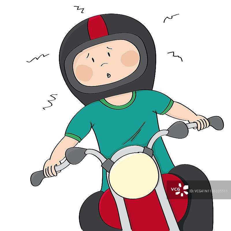 惊喜骑自行车-原创手绘有趣的卡通插图图片素材